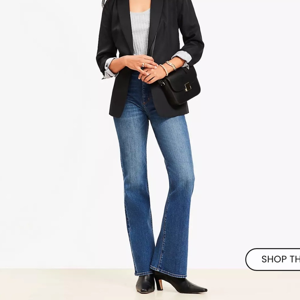 LOFT Women's Mid Blue Flare Jeans - Picture 4 of 11